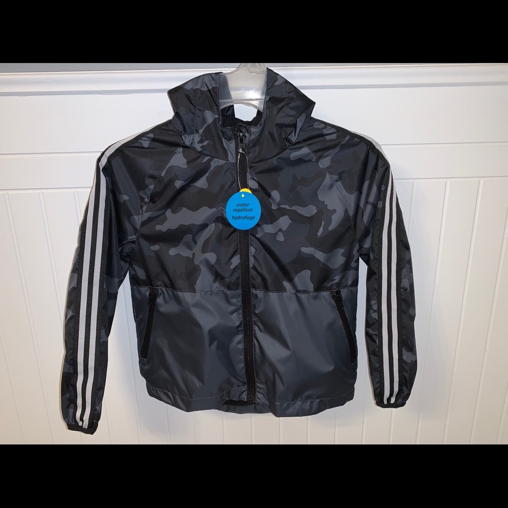 Boys Sport Camo Windbreaker With Hoodie NEW